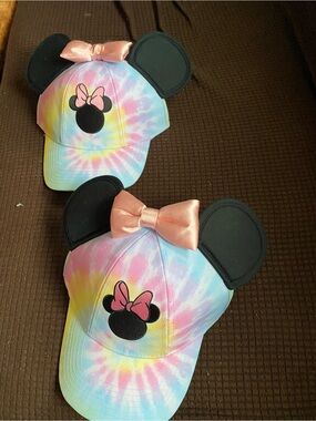 Kids Tie-Dye Minnie Ear Cap with Pink Bow - Pastel